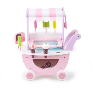 Special Design Children's Pink Ice Cream Trolley Juguetes Wooden Pretend Play Preschool Dessert Toys for Kids Boys Girls CE