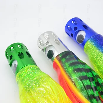 NEW 16inch Trolling Metal Lure Drag Bait Octopus Skirt Sea Bait Aluminum Head Silicone Skirt Big Game Squid Jig – Soft Lure – view 4