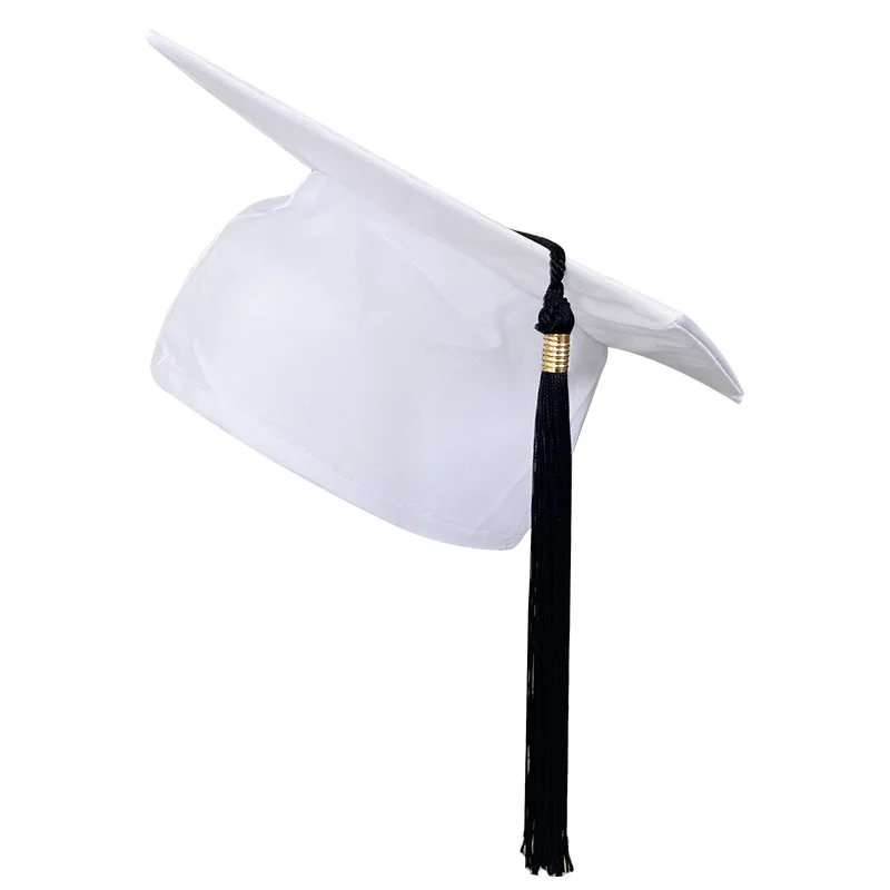 Wholesale White Graduation Gown Cap Hat With Tassel For High School And Bachelor Buy