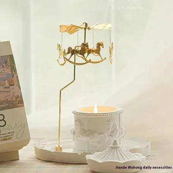 Luxury Floating Carousel Aromatherapy Candle High-End Retro Nordic Dance Ornament Romantic Christmas Gift for Women
