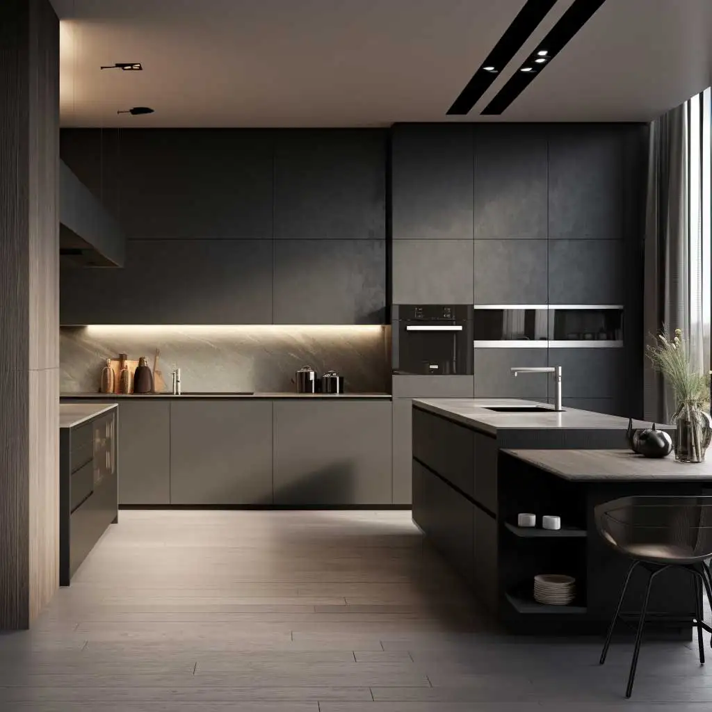 Vermonhouzz Luxurious Black Lacquer Matte Lacquer Kitchen Cabinet ...