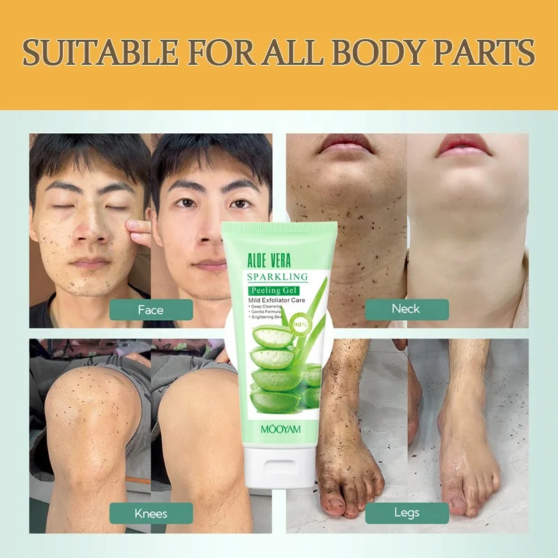Aloe Vera Sparkling Peeling Gel - Exfoliating Scrub for All Skin Types,  Removes Dead Skin and Impurities, 100ml
