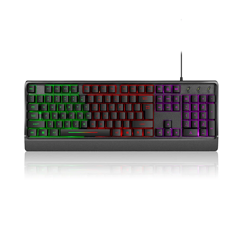 Computer Keyboard RATEL USB Wired Office Keyboard with Rainbow LED Backlit Full-Sized PC Keyboard for Office/Home Work 