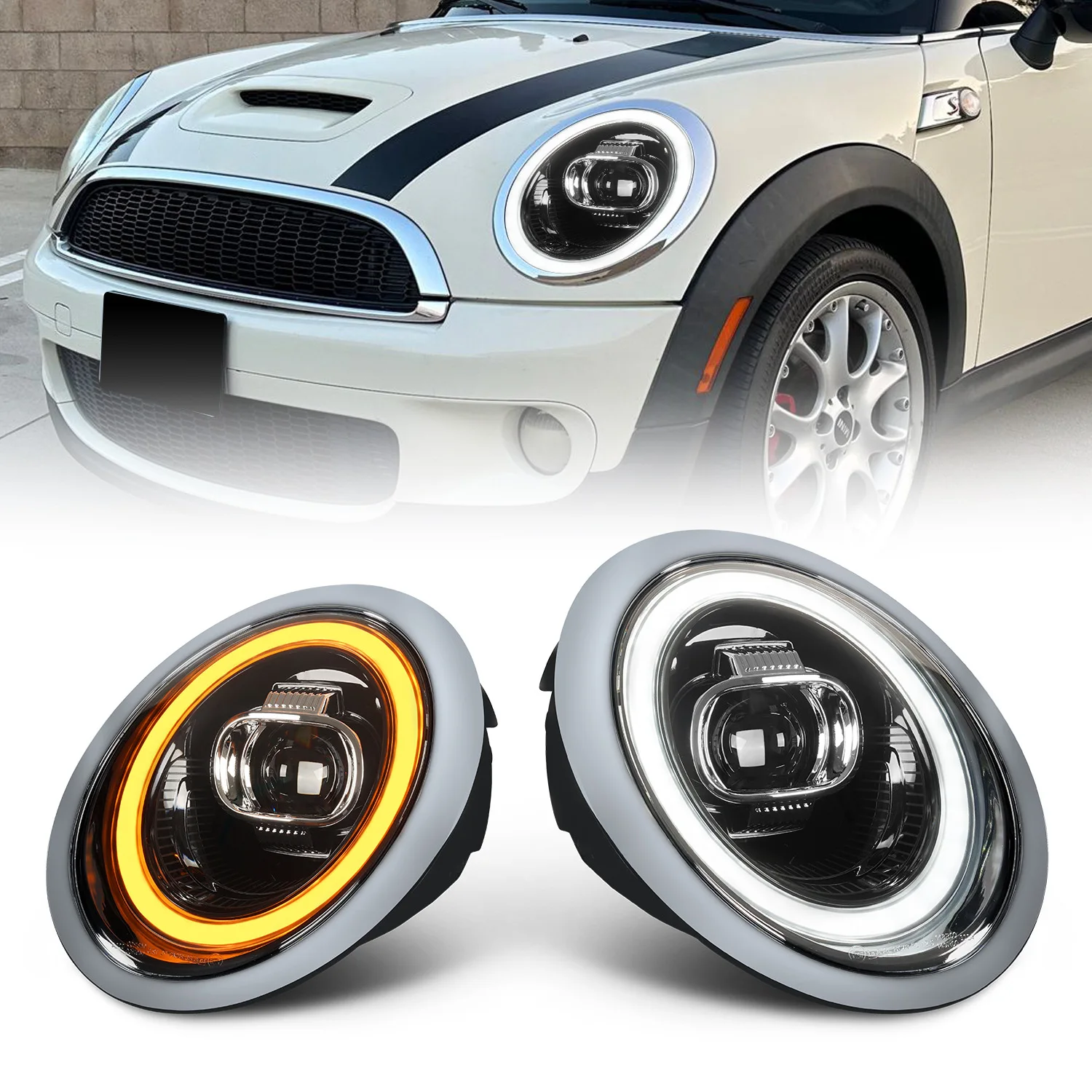 Plug and Play Led Headlamp Front Lamp Headlights Front Lamp Assembly Suitable for BMW Mini Cooper R50 R52 R53 2001-2007