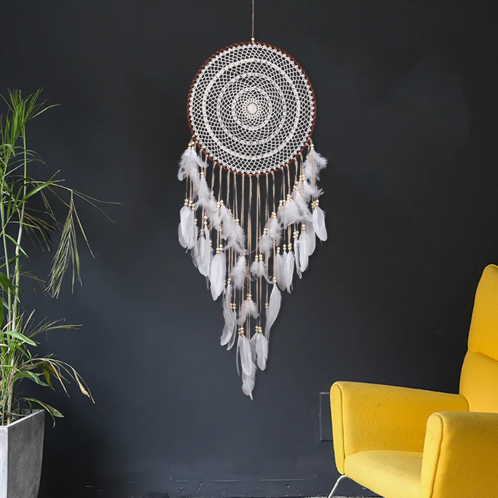 Home Wall Decor DIY Large Handmade Dream Catcher Feathers Hanging Dreamcatcher