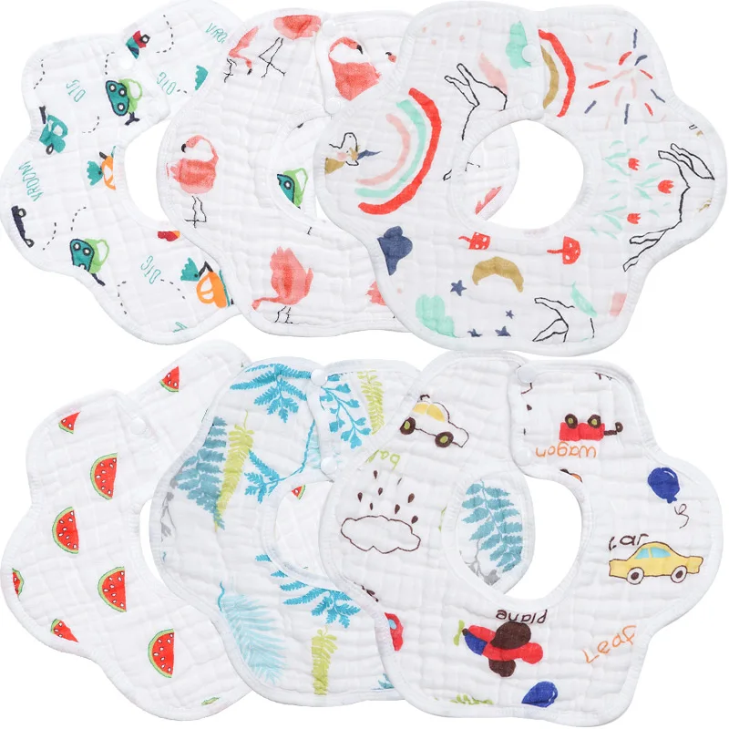 100 хлопок 8 слоев младенца еды нагрудник Подгонянный оптовый детский нагрудник