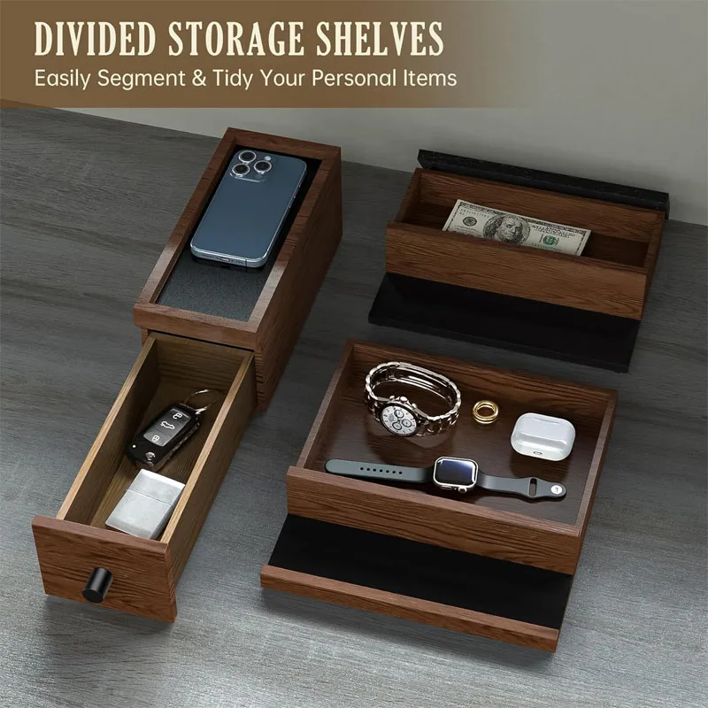 Handcrafted Tier Wooden Cologne Organizer for Men