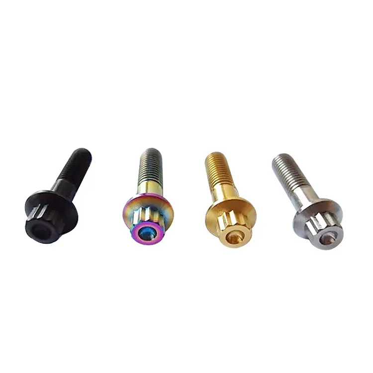 Customized TC4 Titanium Alloy 12 Angle Titanium Screws and Bolts Flanged Head Titanium Split Rim Bolt for Motorcycle
