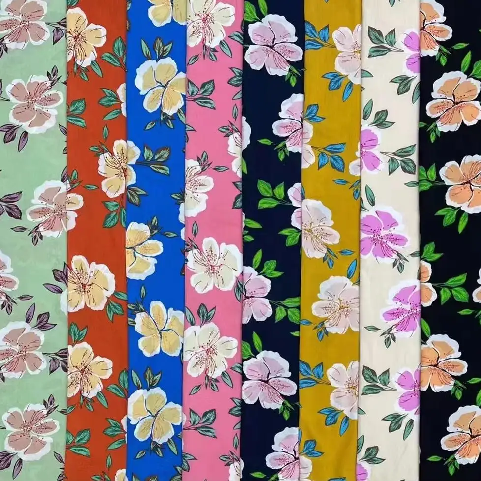 Fast Delivery 100% Viscose Rayon Digital Printed Floral Fabric for Nighty Dress Skirts Sleepwear Costumes Shirts