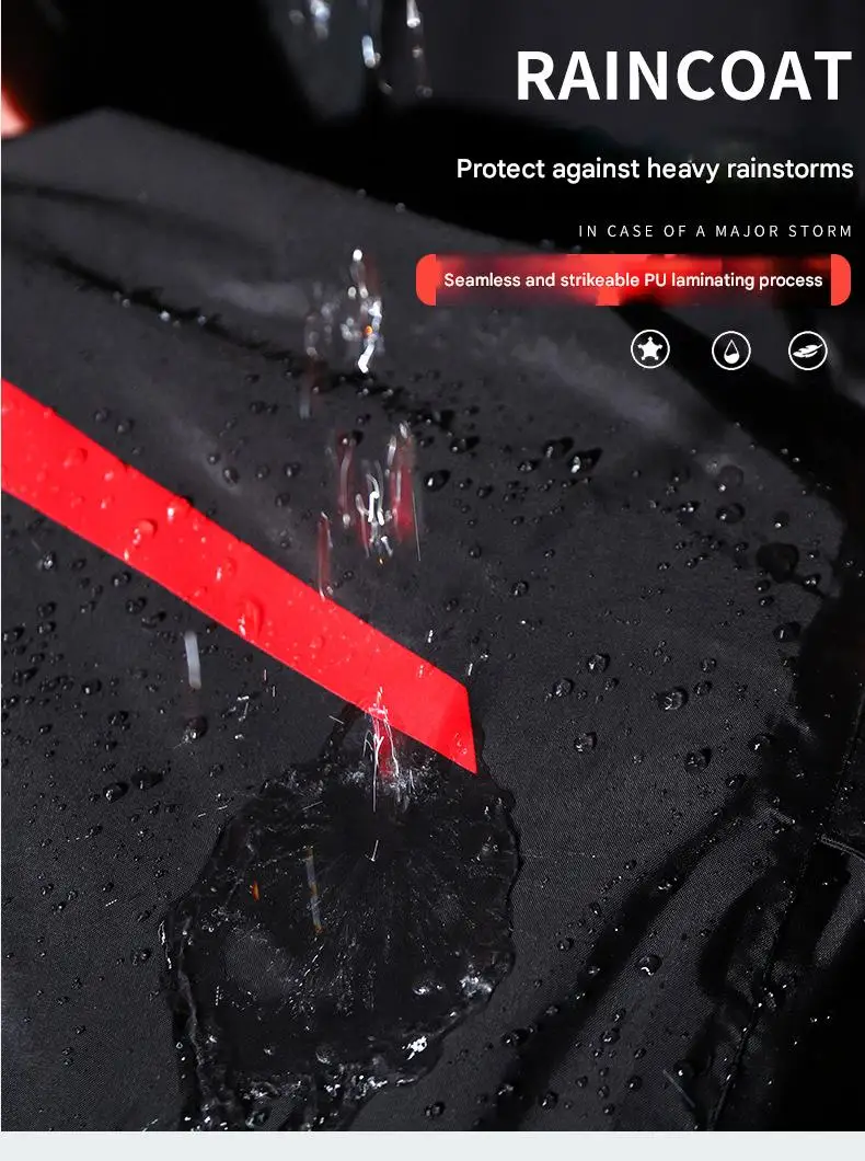 Modern Eco-Friendly Reflective Striped Motorcycle Raincoat Popular Waterproof Design for Outdoor Tours and Campers