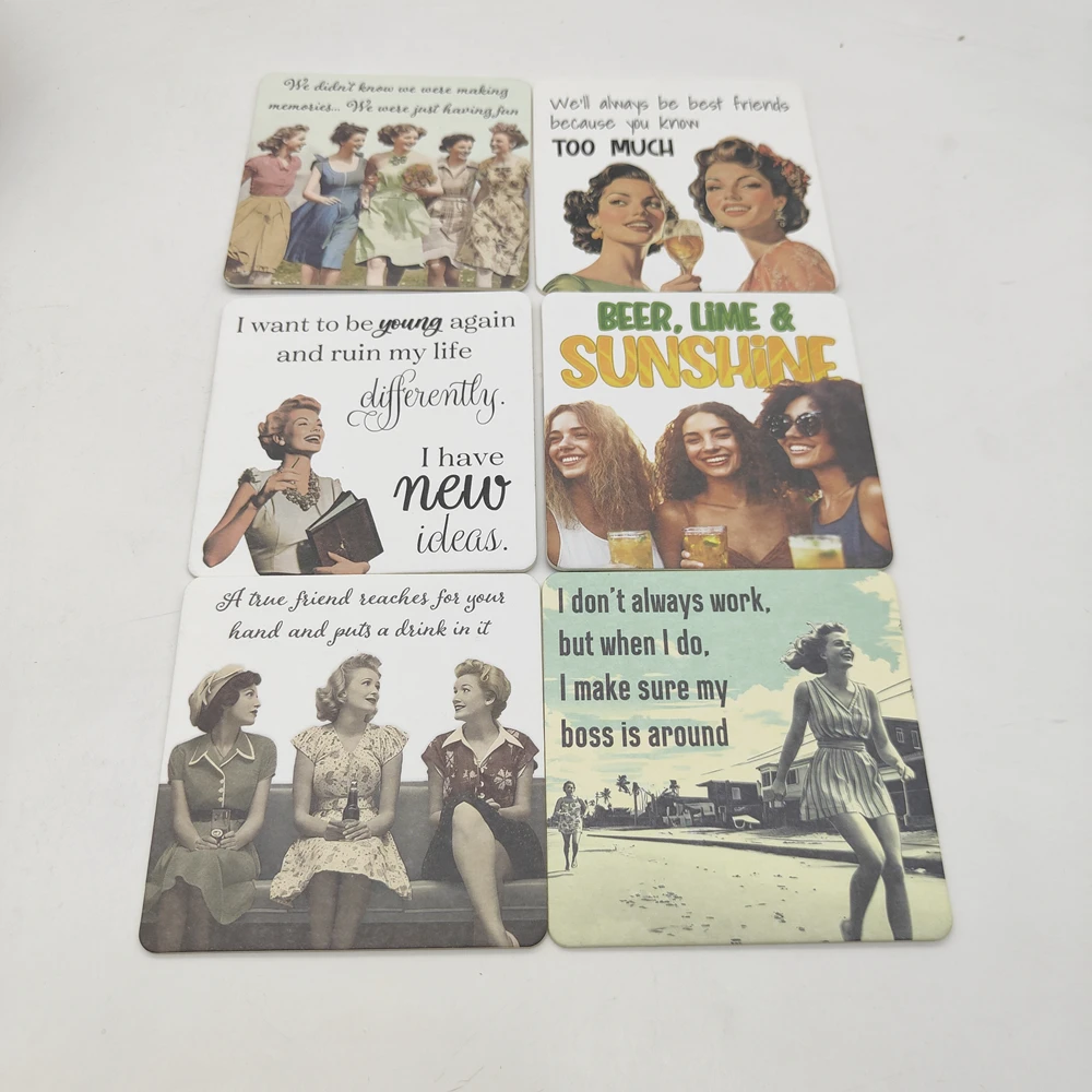 Wholesale Custom Cardboard Recycled Absorbent Paper Beer Square Drink Paper Mat Coasters
