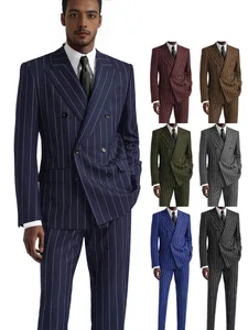 Luxury Slim Fit Wedding Suit Beaded Detail Double Breasted Groom Men's Formal Business Occasion Banquet Two-Piece Suit