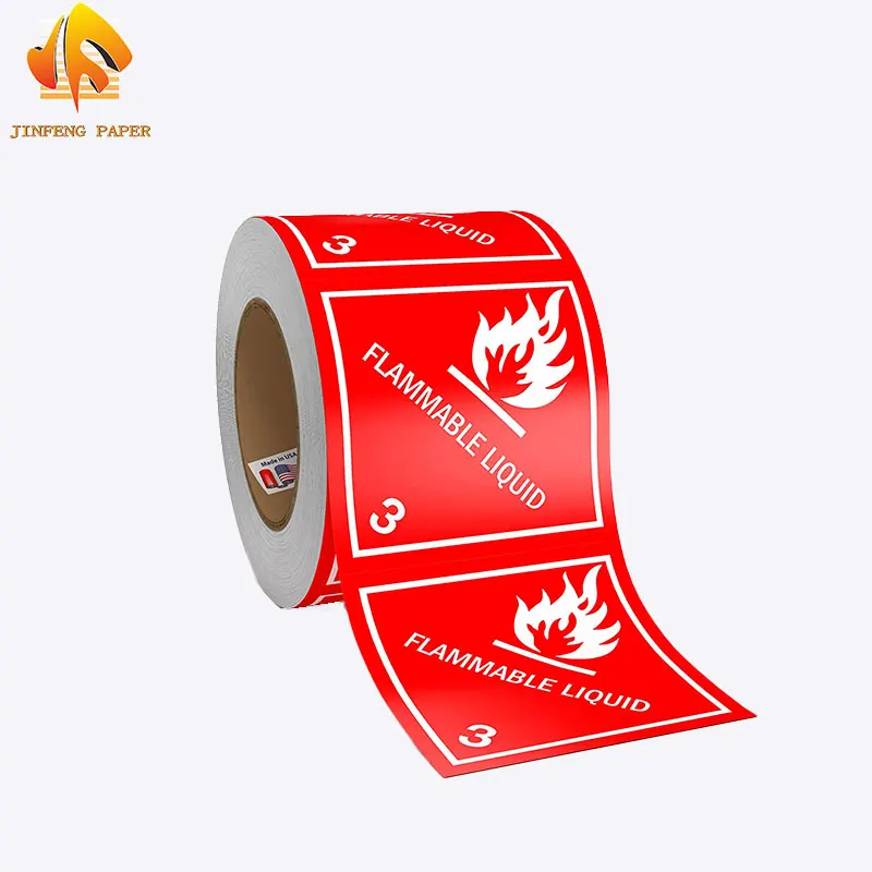 Hazard Class 3 DOT Flammable Liquid Hazmat Labels 4" X 4" Square Stickers - 500 Adhesive Labels Per Roll