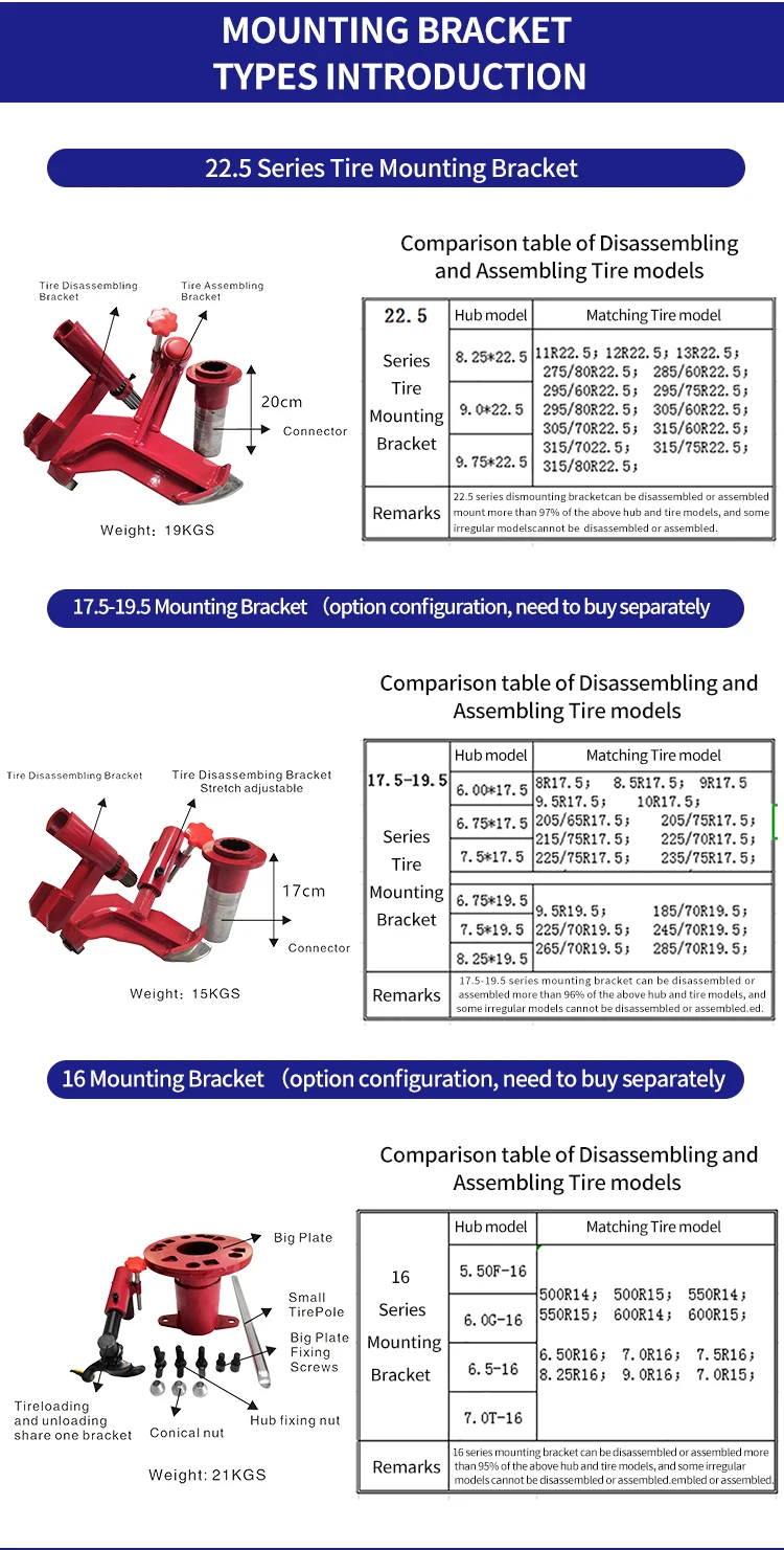 truck tire changer mount demount tool