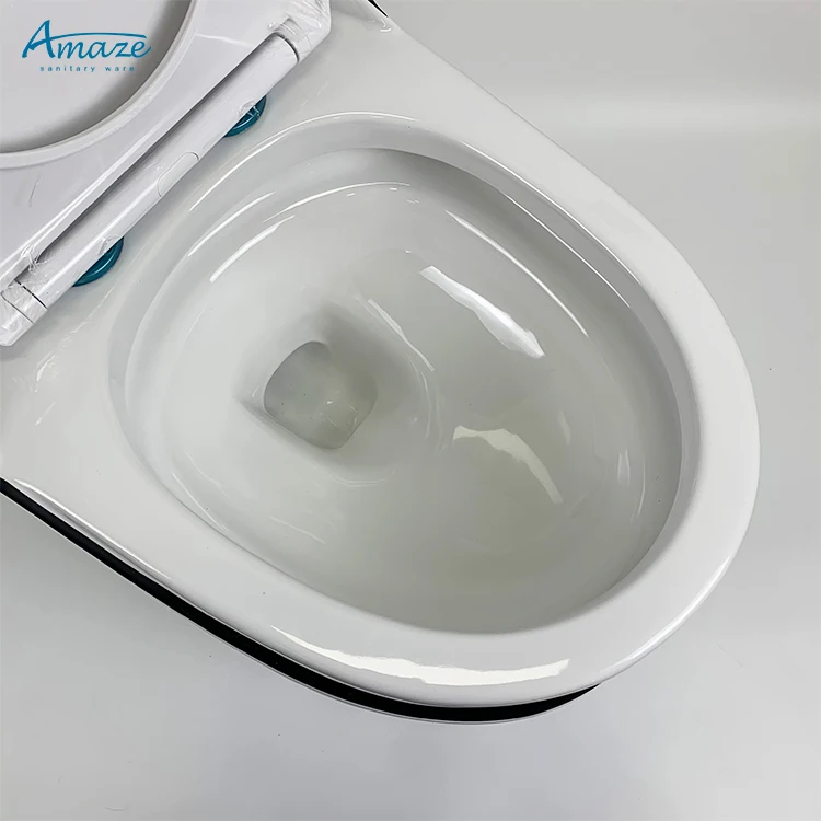 Egg shape ceramic sanitary ware luxury bathroom wc color black line one piece toilet bowl water closet details