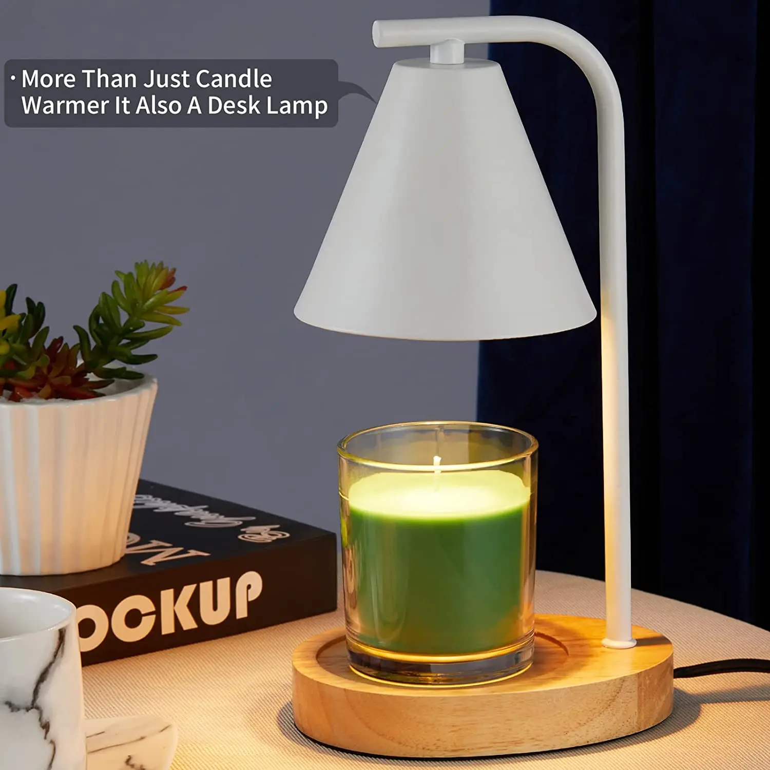 Candle Warmer Lamps Dimmable Candle Lamp With Wooden Base Wax Melt