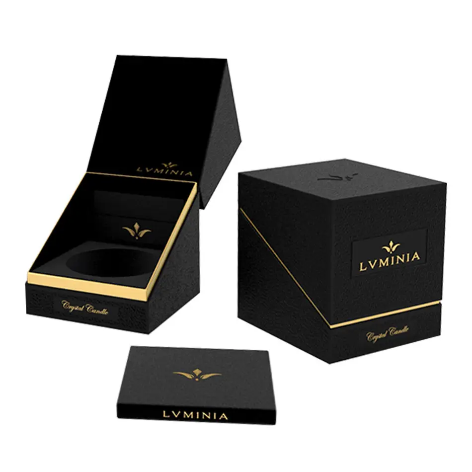 Wholesale Custom Luxury Personalized Cardboard Black Gift Jars Candle Packaging Boxes For Candles