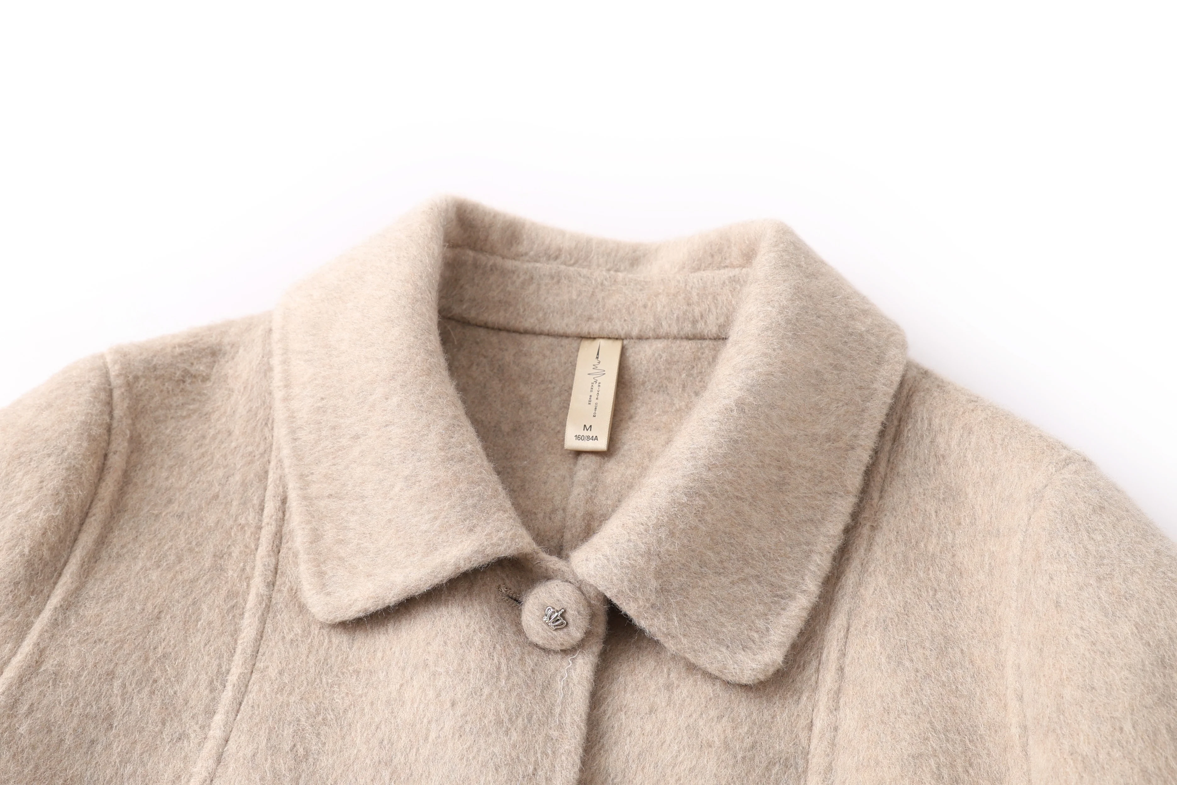Women's Casual Slim-Fit Wool Coat Solid Color Long Sleeves Warm Autumn Winter Jacket Loose Coat-Raw Processing Promotion Event
