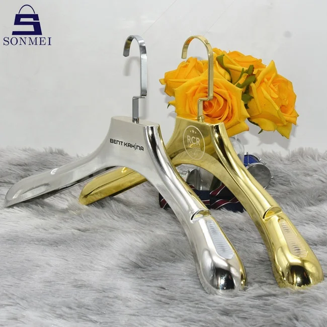 Fashion Coat Electroplated Plastic Shiny Custom Clothes Gold Hanger