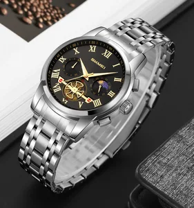 SKMEI 9394 Luxury Men's Watch Quartz Movement 3BAR Water Resistant Zinc Alloy Case Stainless Steel Band Stop Watch Simple