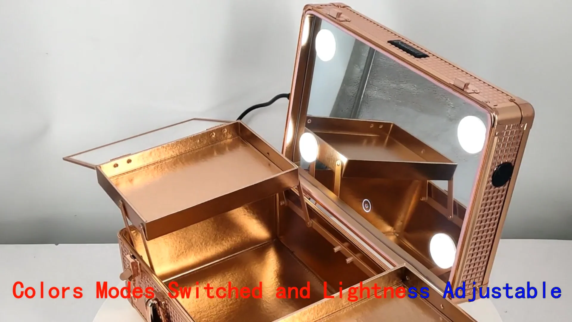 Portable Makeup Case Makeup Mirror With Led Light Travelling Makeup