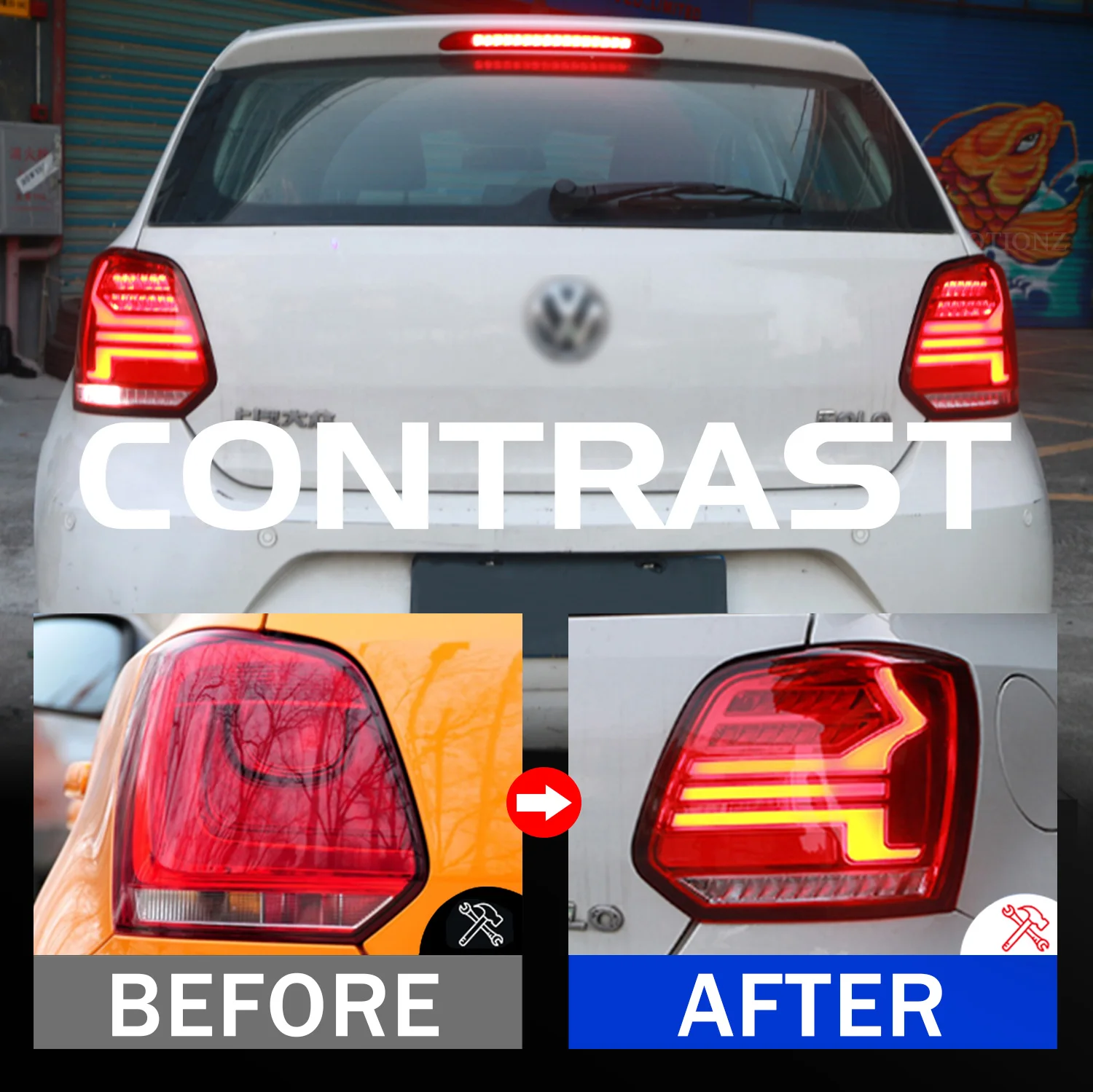 HCMOTIONZ Popular Dynamic Turn Signal Vento Ameo Polo MK5 Vivo Sedan LED Tail Lights 2010-2018 Car Back Rear Lamps for VW Polo
