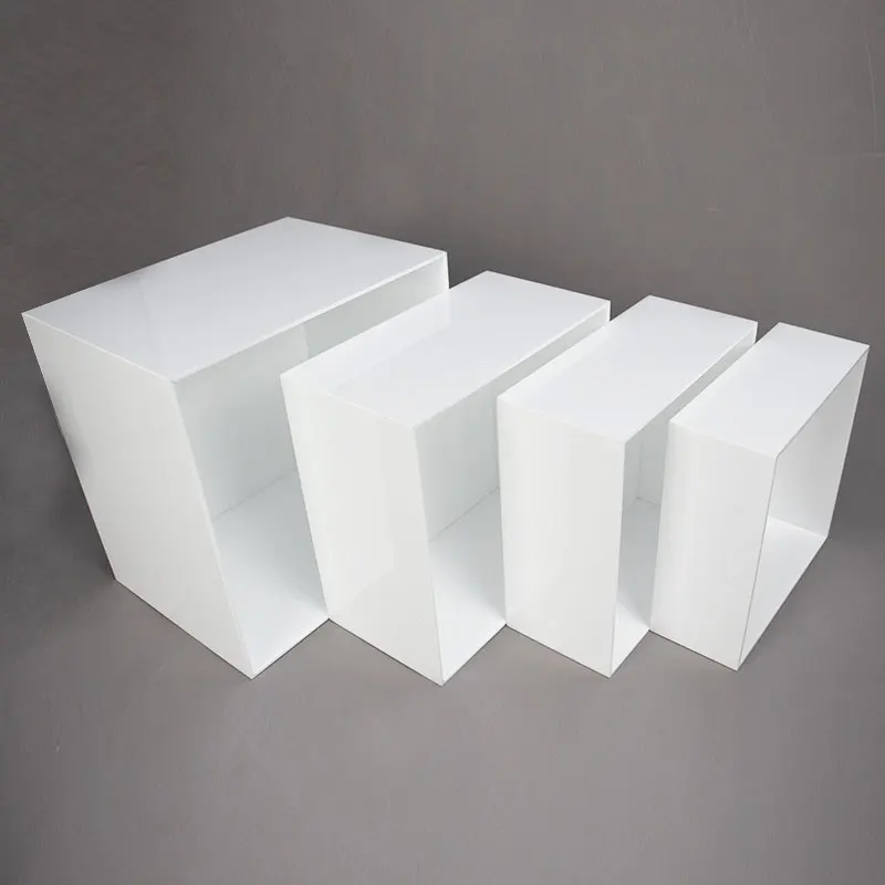 Factory Custom Acrylic Display Cube Buffet Acrylic Display Box for Wedding and Party White Cupcake Dessert Display Riser