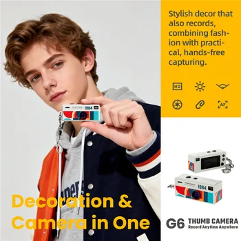 Kids Camera G6 Vintage Thumb Camera 1080P HD Mini Digital Wearable Keychain Camera for Vlog Travel Outfit Shooting detail image