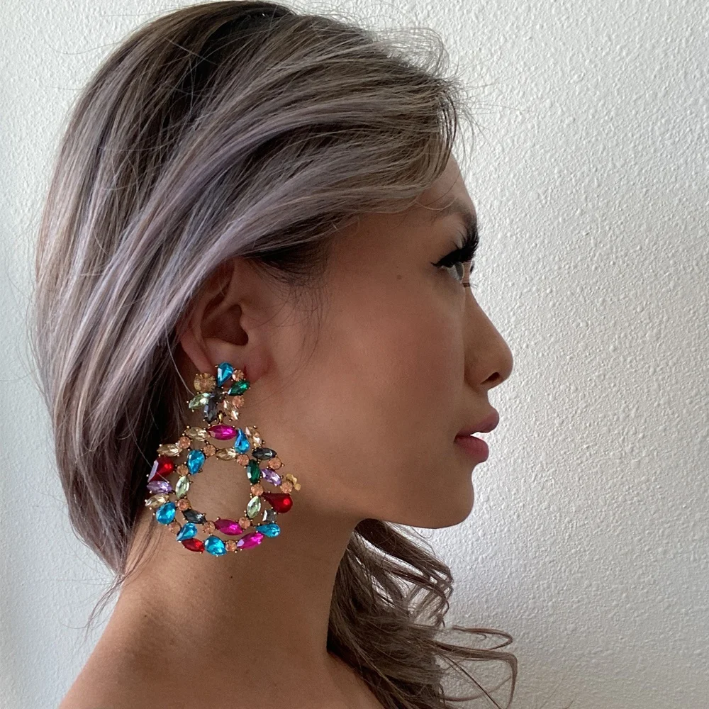 crystal big earrings