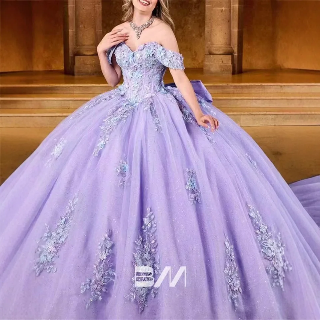 birthday dresses purple Tulle Sequins Long Prom Dress, Beautiful Off the Shoulder Eveni Arm lenght 13 Inch 4T Chest and waist 11 Inch Purple Party Dresses Usa Purple