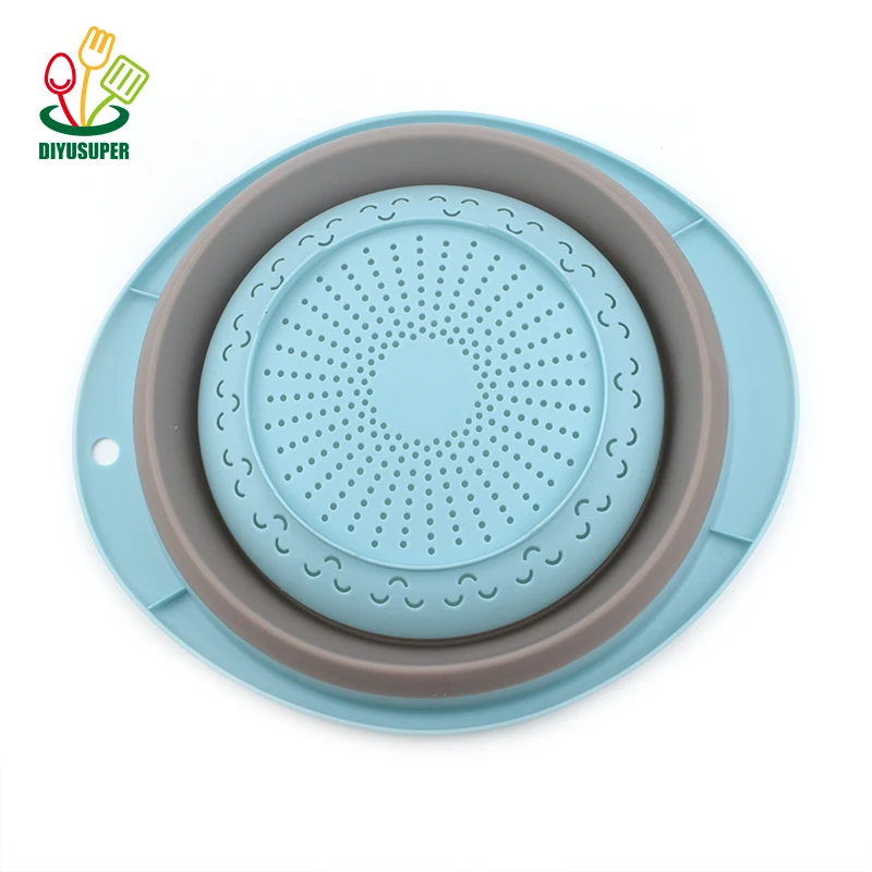 
 2021 оптовая продажа, пластиковый складной дуршлаг, 2 набора, кухонный складной силиконовый дуршлаг  