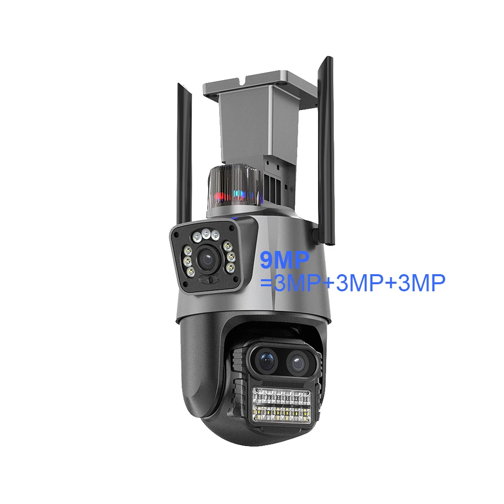 ICSee Triple Lens 8MP 9MP Dome WiFi PTZ Camera 4K with Siren Flashing Alarm