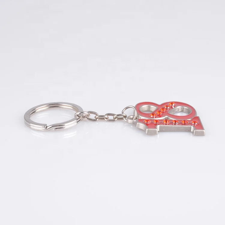 Personalised Metal Diamond Keychain Number 18 Keychain 18th Birthday Keyring