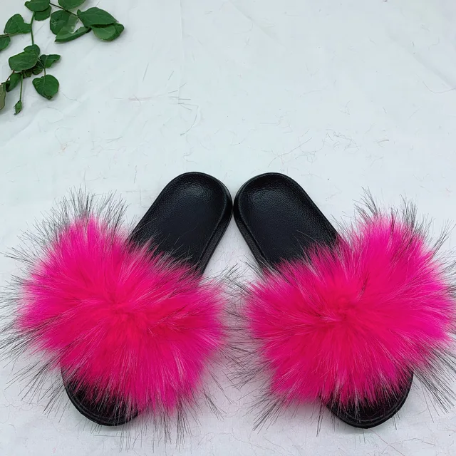 The best selling women's slippers Imitation fur slippers imitation raccoon hair slippers