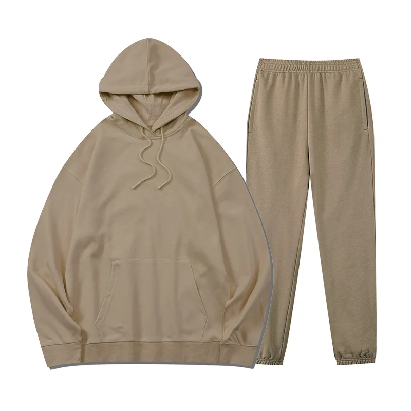 Fall Winter Plain Sweat Suits Cotton 2 Piece Pullover Hoodies Sweatpants Track Suit Private Label Tracksuit Casual Sweatsuit