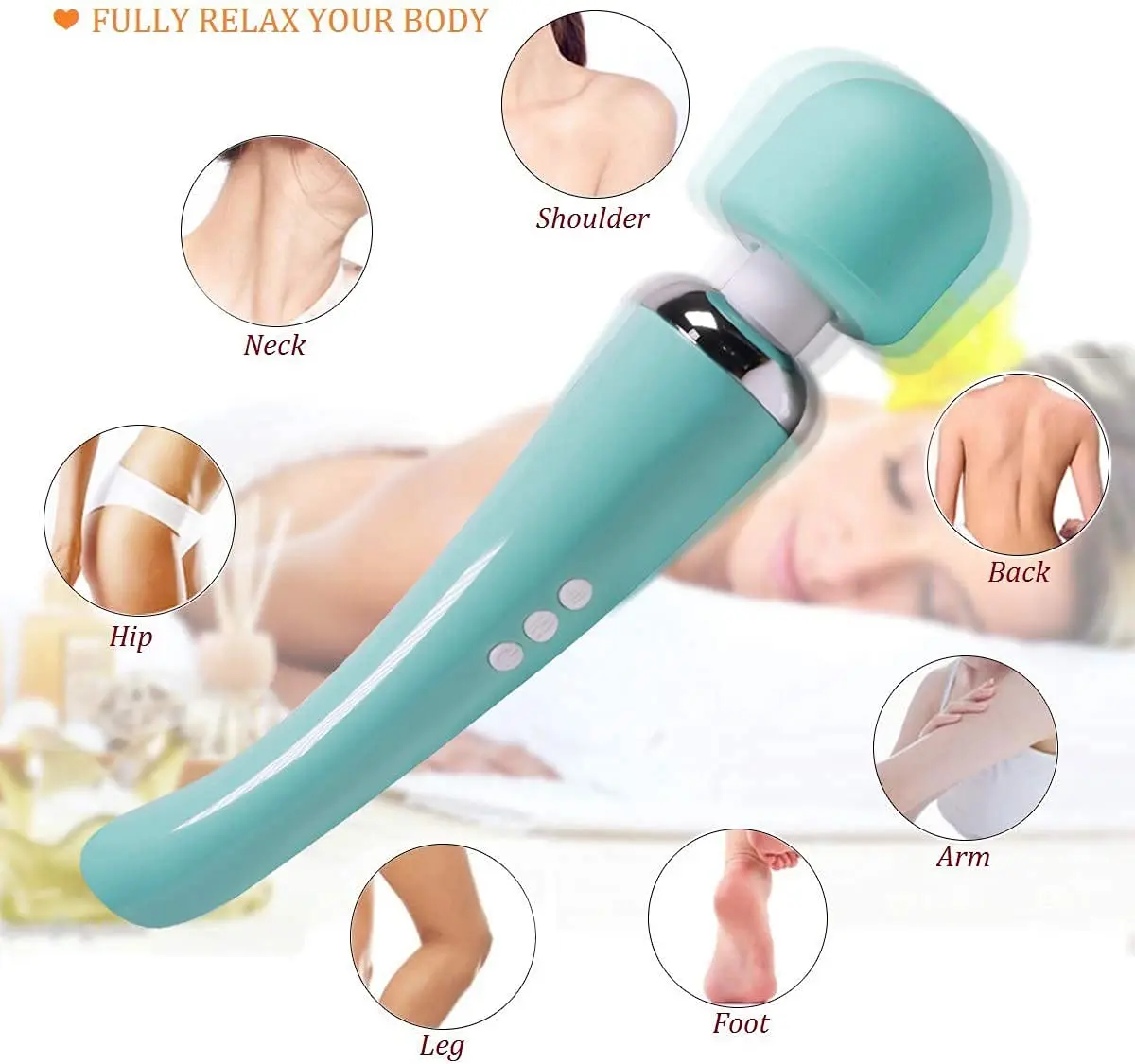 20 Vibration Modes & 8 Speeds Personal Body Wand Massage Machine Clit Stimulator Wand Massager High Performance US Warehouse