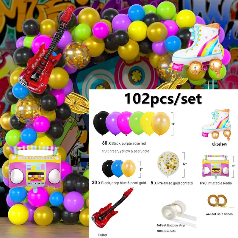 8pcs Ballons Rétro - Années 80 à 90, Soirées Rétro Et Disco Hip Hop, Fêtes D'Anniversaire