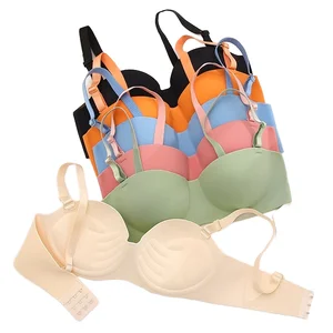 Sexy Women Everyday Cotton Solid Breathable Seamless Adjustable Soft Push-Up 3/4 Cup Wire Free Comfort Bra