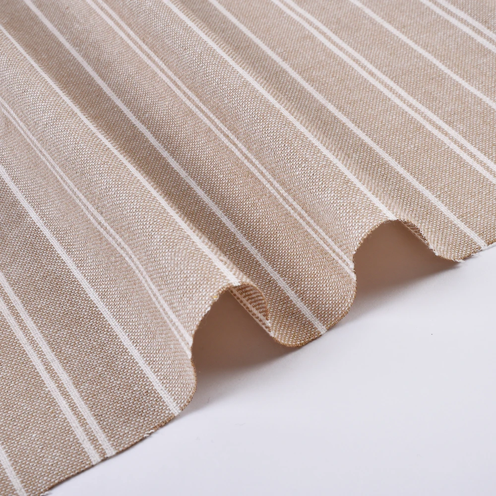 product custom design eco friendly soft medium weight striped linen cotton yarn dyed woven garment fabric-7