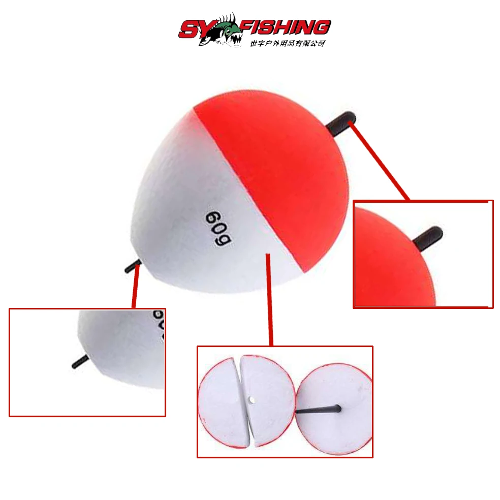 Various Sizes Eps Red And White Rigid Foam Fishing Float Through