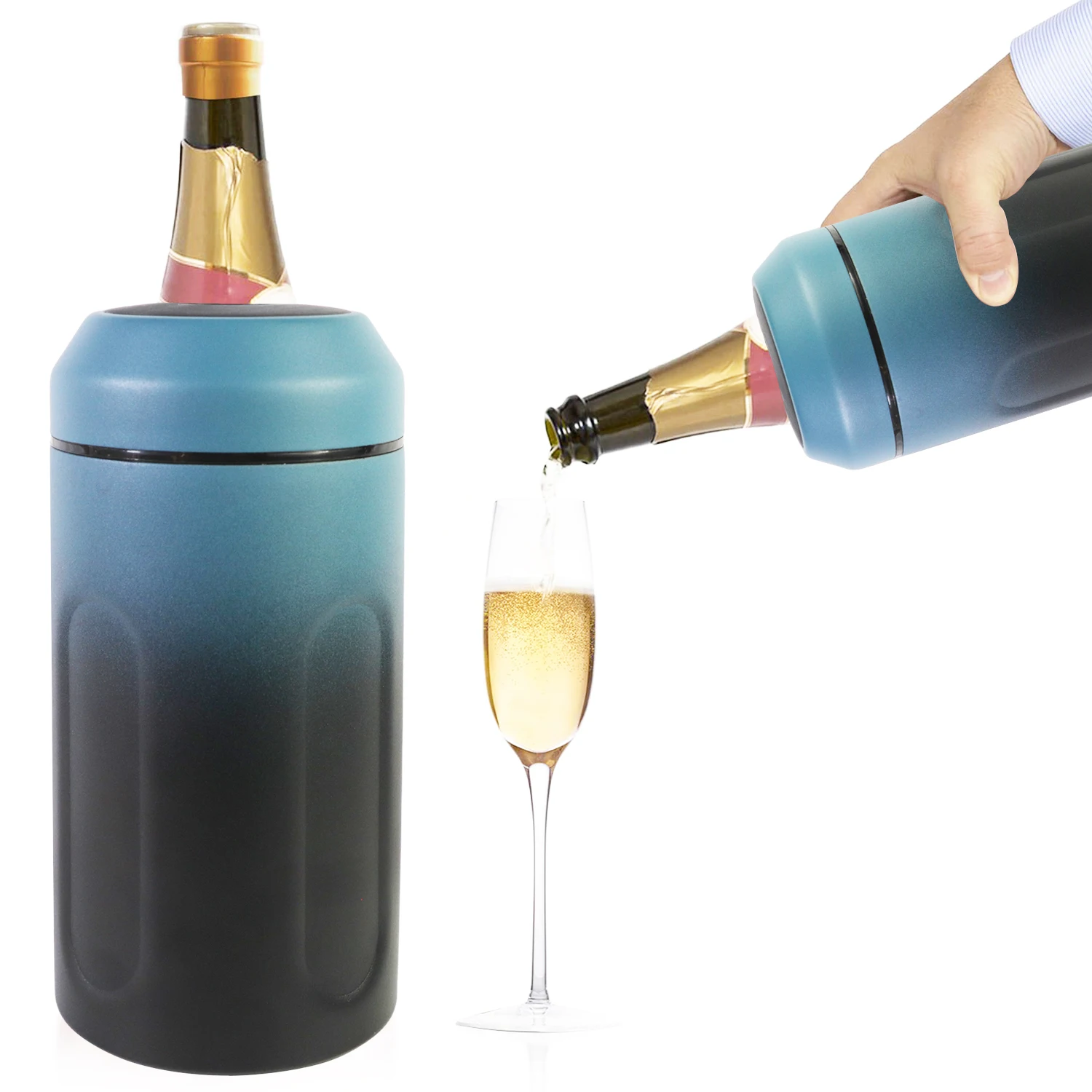 Packshine Custom Portable No Ice Metal Champagne Wine Chiller Insulated