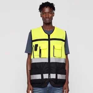 Hi Vis Reflective Work Vest Safety Traffic Vest Workers Breathable Lightweight Workwear with Multi Pockets Custom Printing
