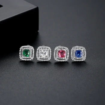LUOTEEMI New Arrival Women Fashion Online Shopping White Gold Jewellery CZ Micro Pave Halo Design wholesale Stud Earrings
