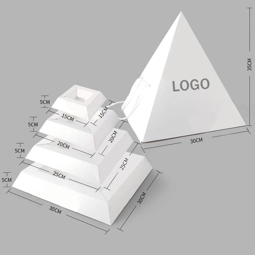 custom pyramid shaped chocolate cookies packaging box with handle bespoke paper packaging for picnic864-3