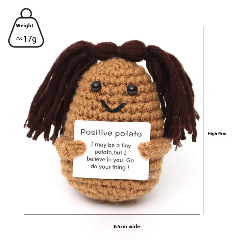 Hand-Knitted Wool Crocheted Cross-Border Ornaments Small Doll Cactus Potato Doctor Hat Frog Big Eyes PP Cotton Filling Hot Model