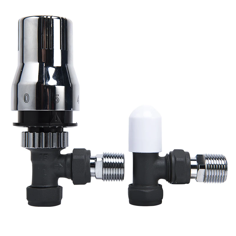 AVONFLOW anthracite chrome thermostatic Valve with lock shield for column radiator