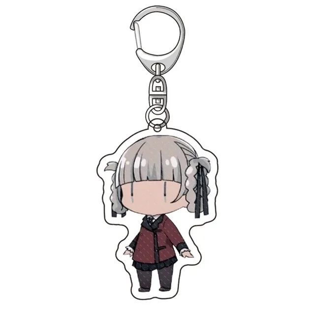 Japanese Anime Kakegurui Key Chain Silver Plated Cartoon Figures Acrylic Pendant Metal Keychains Lovely Key Ring Holder Llaveros