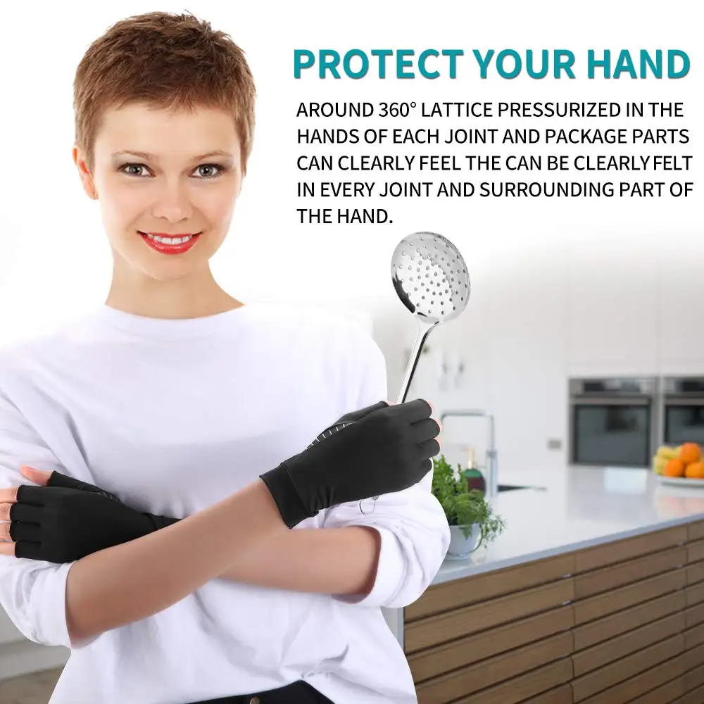 Copper Compression Arthritis Gloves Women and Men Half Finger Touch Screen Breathable Copper Gloves