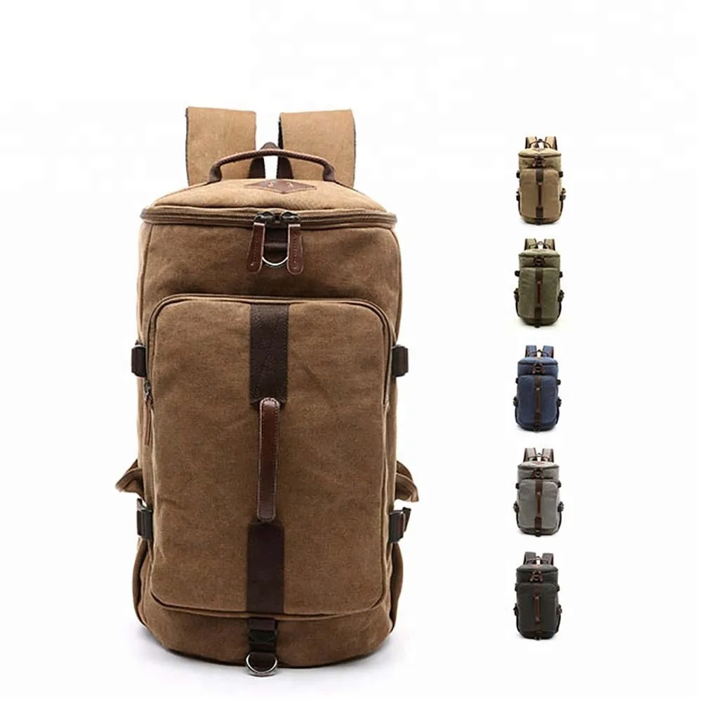 in stock vintage canvas rucksack for men outdoor travel backpacks