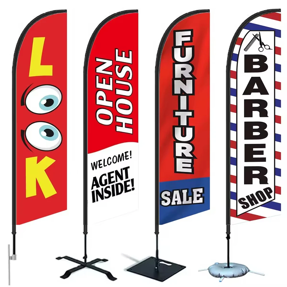 Wind Blade Flag Promoted Polyester Fabric Telescopic Bow Sailing Flag for Advertising